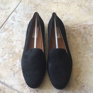 Black suede loafers